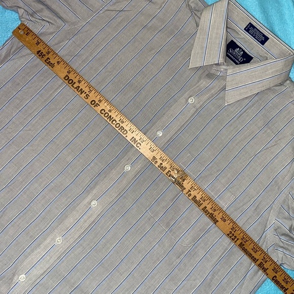 𝅺Stafford Wrinkle-free button down long sleeve striped shirt size neck 17 - Picture 4 of 6